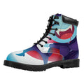Cute Dracula Print Padded Collar Lace Up Boots