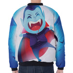 Cute Dracula Print Zip Sleeve Bomber Jacket