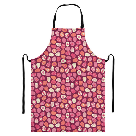 Cute Easter Eggs Pattern Print Bib Apron With Pocket