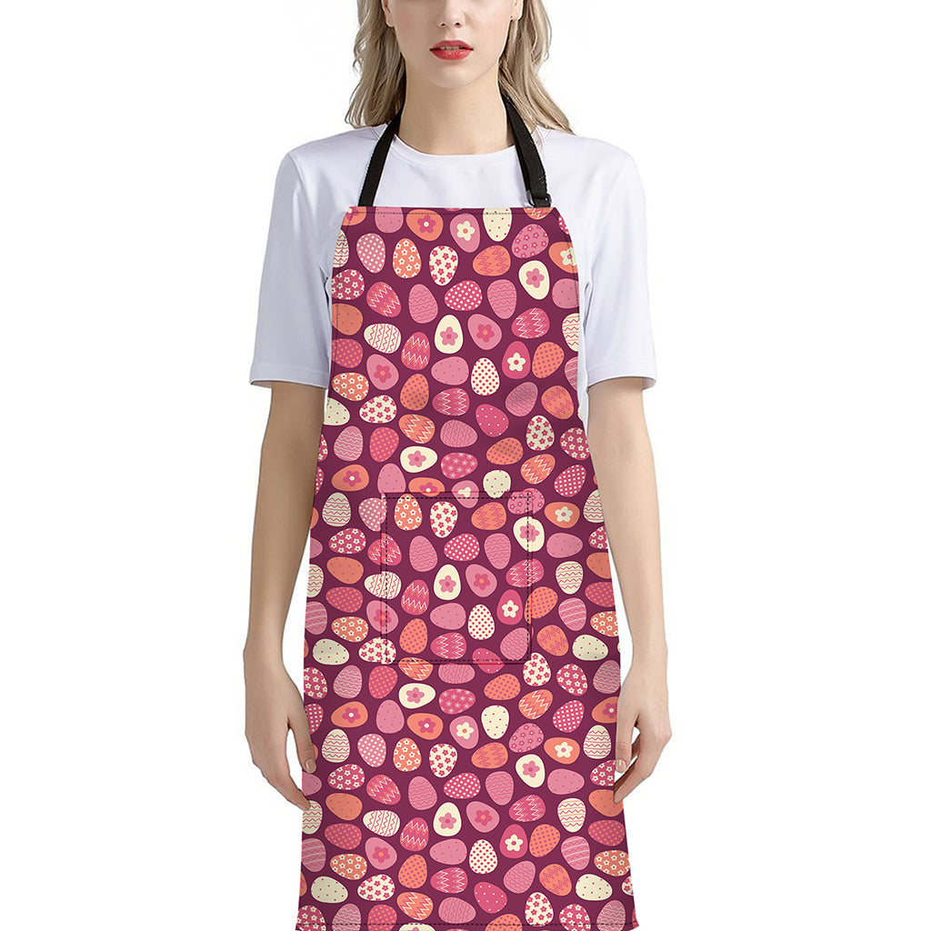 Cute Easter Eggs Pattern Print Bib Apron With Pocket