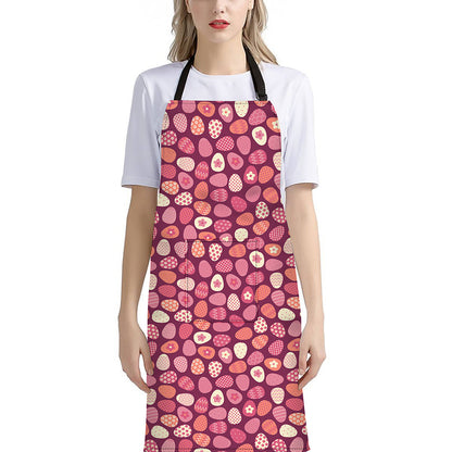 Cute Easter Eggs Pattern Print Bib Apron With Pocket
