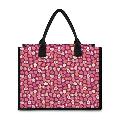 Cute Easter Eggs Pattern Print Canvas Tote Bag
