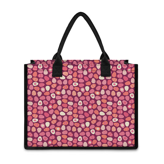 Cute Easter Eggs Pattern Print Canvas Tote Bag