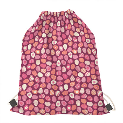 Cute Easter Eggs Pattern Print Drawstring Bag