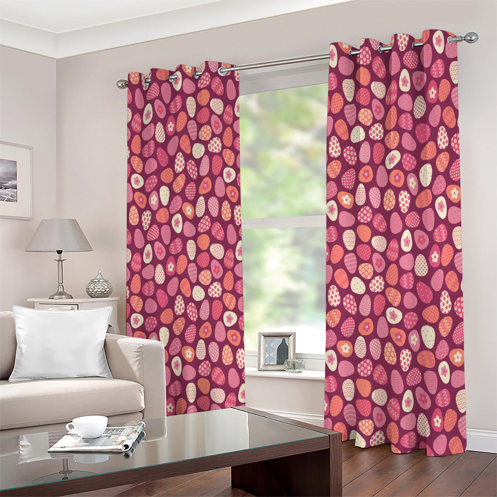 Cute Easter Eggs Pattern Print Extra Wide Grommet Curtains