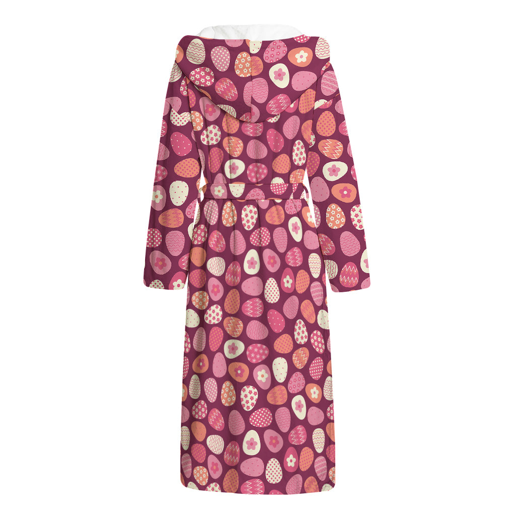 Cute Easter Eggs Pattern Print Hooded Bathrobe