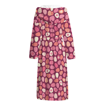 Cute Easter Eggs Pattern Print Hooded Bathrobe