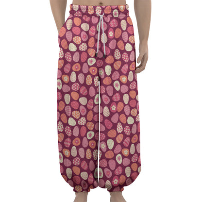 Cute Easter Eggs Pattern Print Lantern Pants
