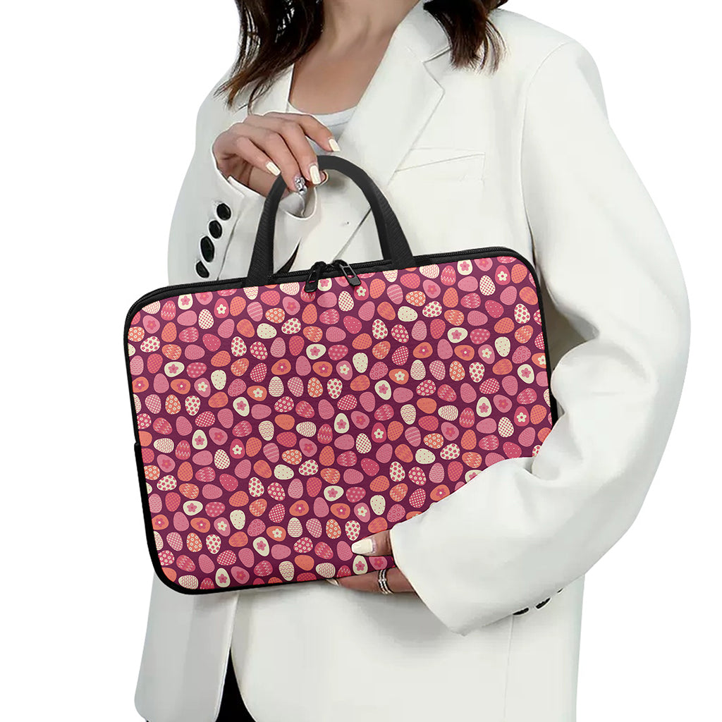 Cute Easter Eggs Pattern Print Laptop Sleeve With Handle