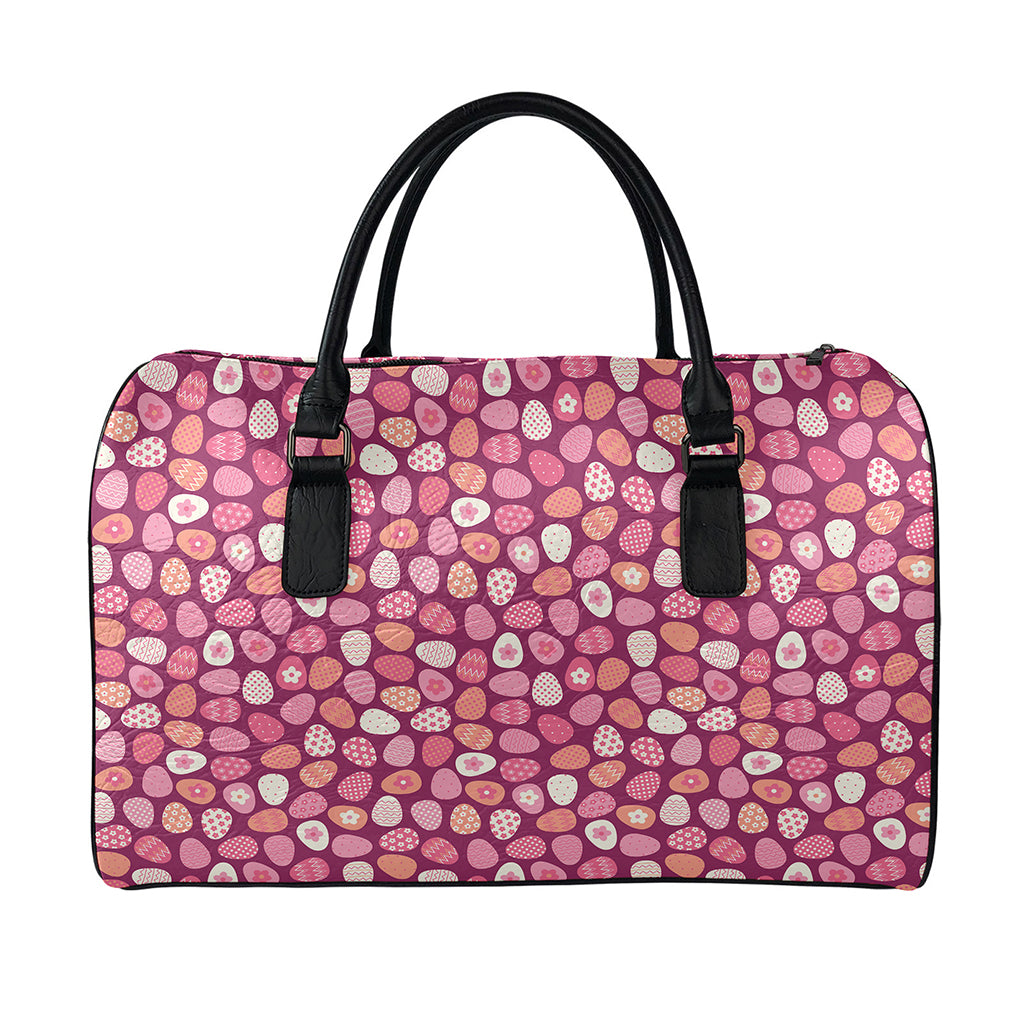 Cute Easter Eggs Pattern Print Leather Duffle Bag