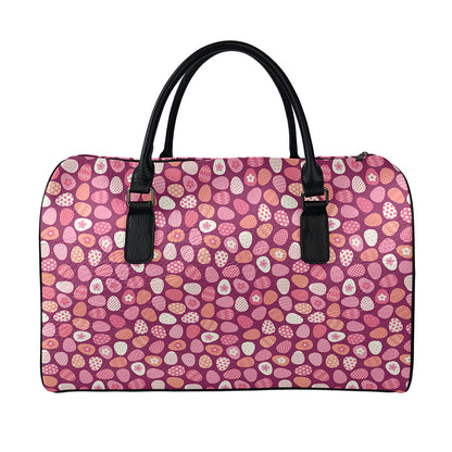 Cute Easter Eggs Pattern Print Leather Duffle Bag