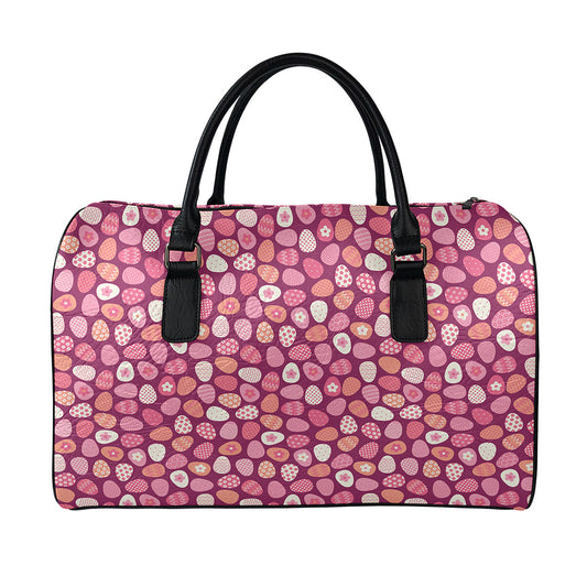 Cute Easter Eggs Pattern Print Leather Duffle Bag