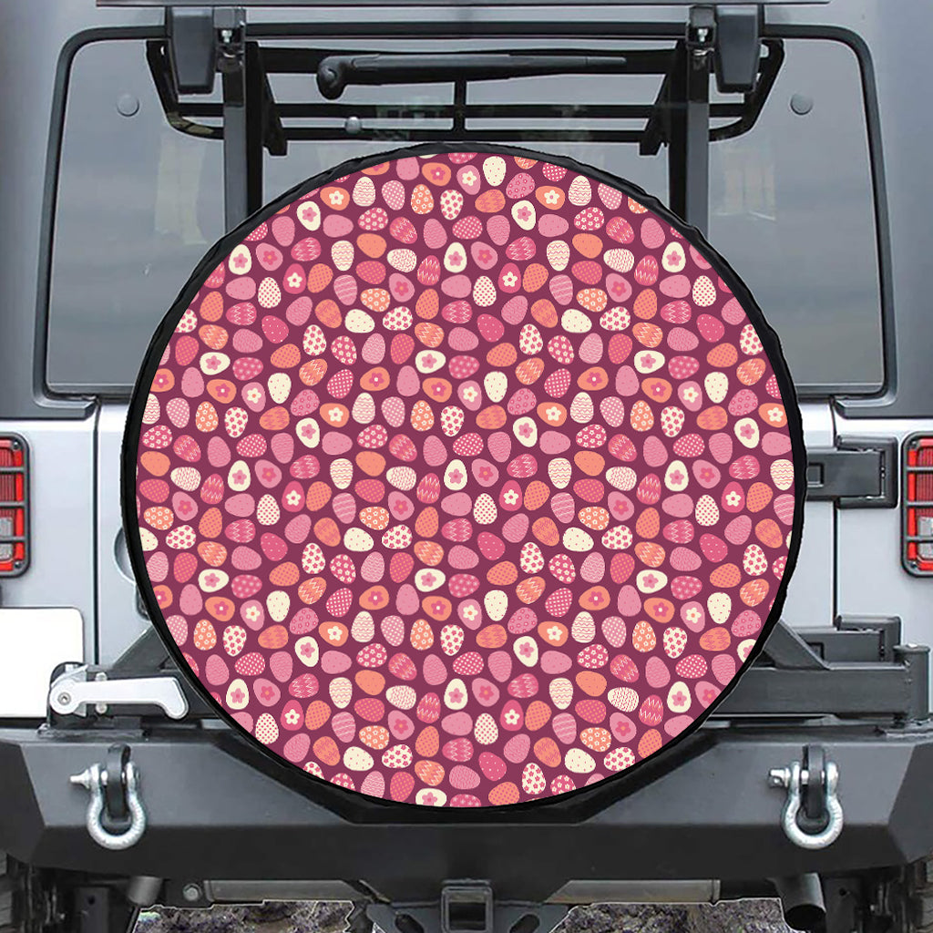 Cute Easter Eggs Pattern Print Leather Spare Tire Cover