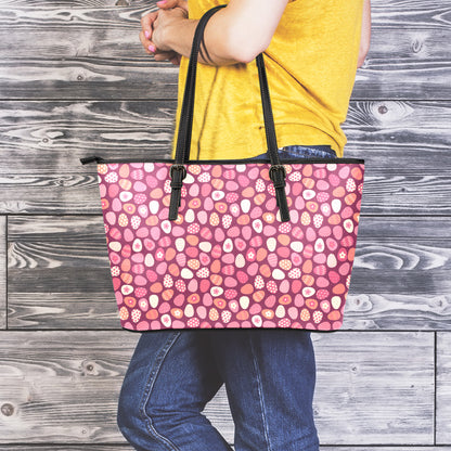 Cute Easter Eggs Pattern Print Leather Tote Bag