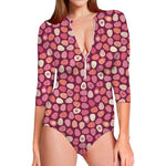 Cute Easter Eggs Pattern Print Long Sleeve Swimsuit