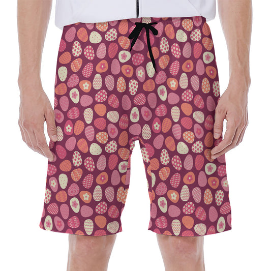 Cute Easter Eggs Pattern Print Men's Beach Shorts