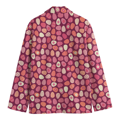 Cute Easter Eggs Pattern Print Men's Cotton Blazer