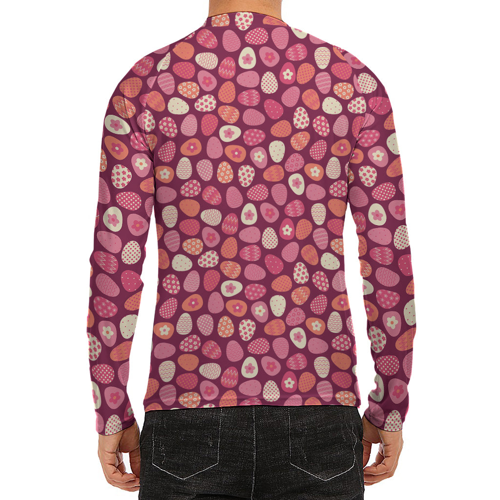Cute Easter Eggs Pattern Print Men's Long Sleeve Rash Guard