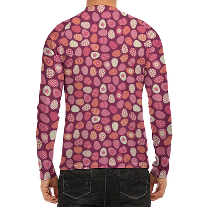 Cute Easter Eggs Pattern Print Men's Long Sleeve Rash Guard