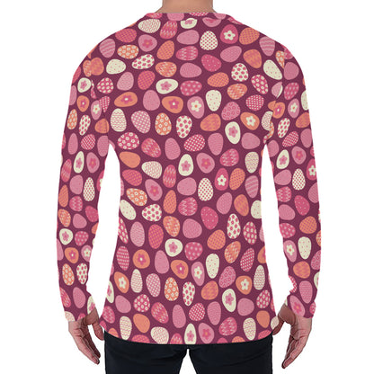 Cute Easter Eggs Pattern Print Men's Long Sleeve T-Shirt