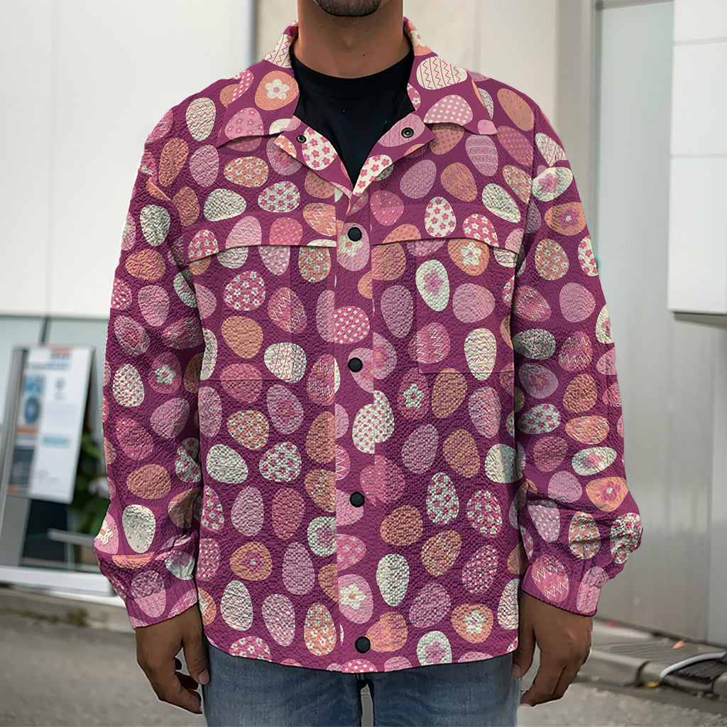 Cute Easter Eggs Pattern Print Men's Shirt Jacket