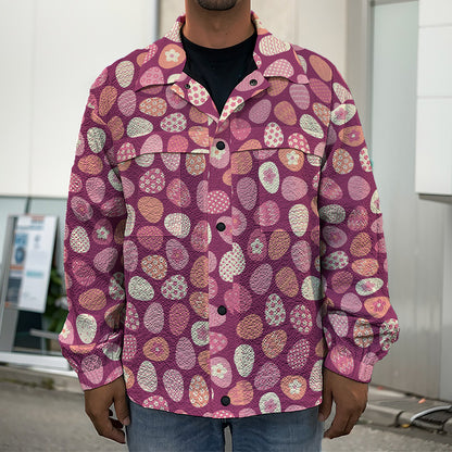 Cute Easter Eggs Pattern Print Men's Shirt Jacket