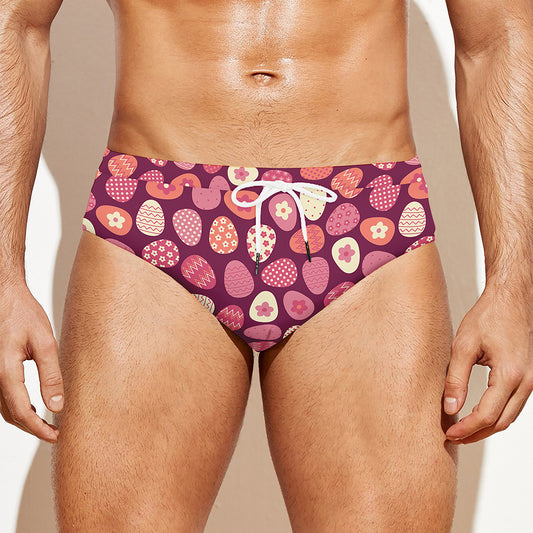 Cute Easter Eggs Pattern Print Men's Swim Briefs