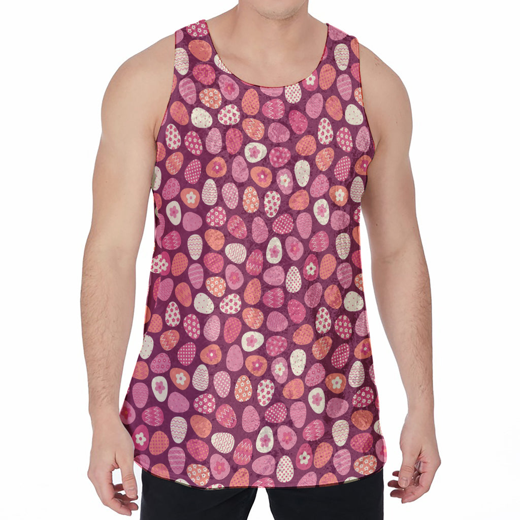 Cute Easter Eggs Pattern Print Men's Velvet Tank Top