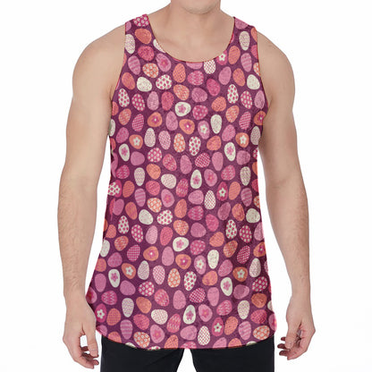 Cute Easter Eggs Pattern Print Men's Velvet Tank Top