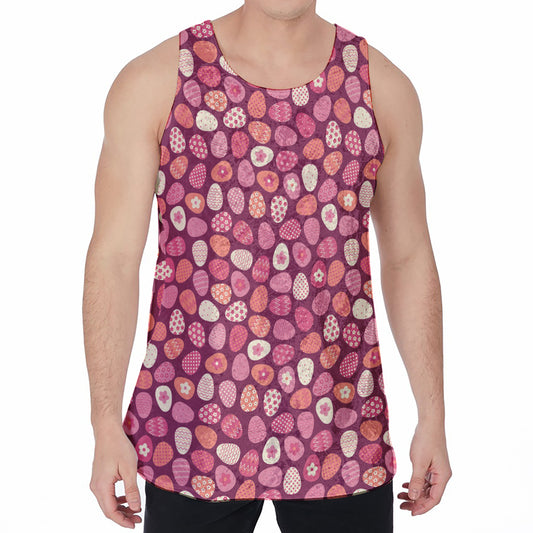 Cute Easter Eggs Pattern Print Men's Velvet Tank Top