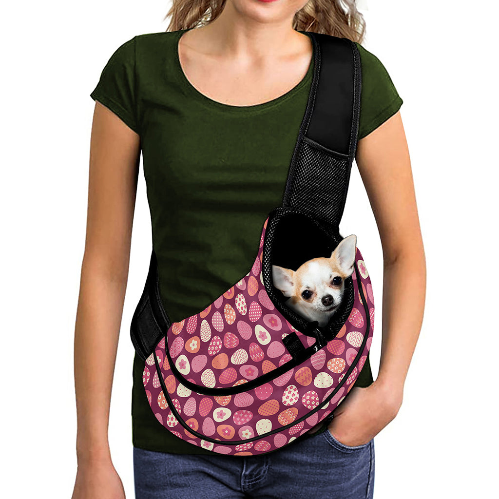 Cute Easter Eggs Pattern Print Pet Sling Carrier