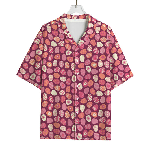 Cute Easter Eggs Pattern Print Rayon Hawaiian Shirt