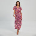 Cute Easter Eggs Pattern Print Short Sleeve Maxi Dress