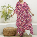 Cute Easter Eggs Pattern Print Silk V-Neck Kaftan Dress
