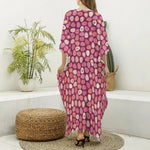 Cute Easter Eggs Pattern Print Silk V-Neck Kaftan Dress