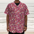 Cute Easter Eggs Pattern Print Textured Short Sleeve Shirt