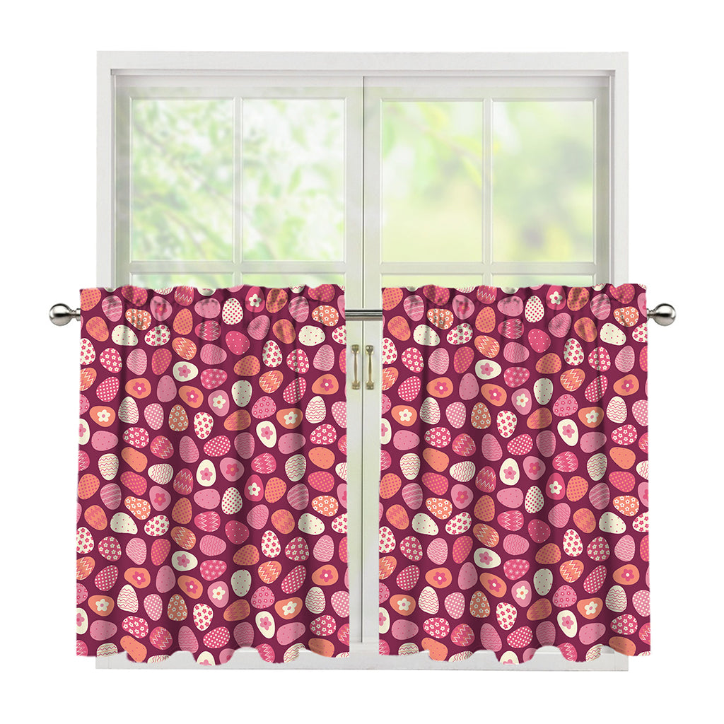 Cute Easter Eggs Pattern Print Tier Curtains