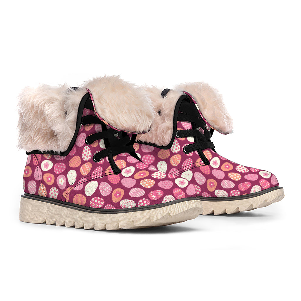Cute Easter Eggs Pattern Print Winter Boots