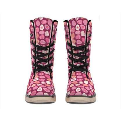 Cute Easter Eggs Pattern Print Winter Boots