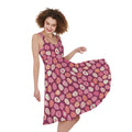Cute Easter Eggs Pattern Print Sleeveless Knee Length Dress