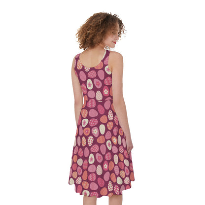 Cute Easter Eggs Pattern Print Women's Sleeveless Dress