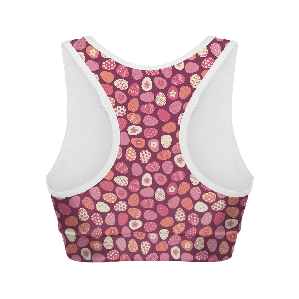 Cute Easter Eggs Pattern Print Women's Sports Bra