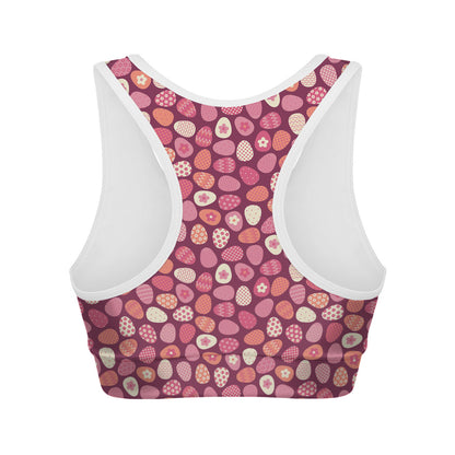 Cute Easter Eggs Pattern Print Women's Sports Bra