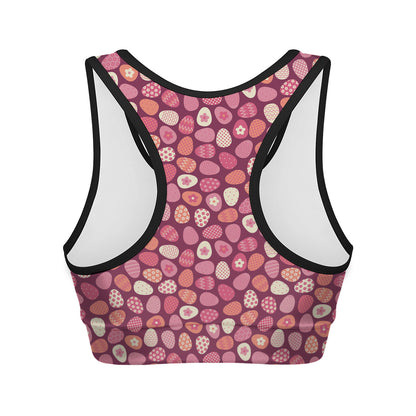 Cute Easter Eggs Pattern Print Women's Sports Bra
