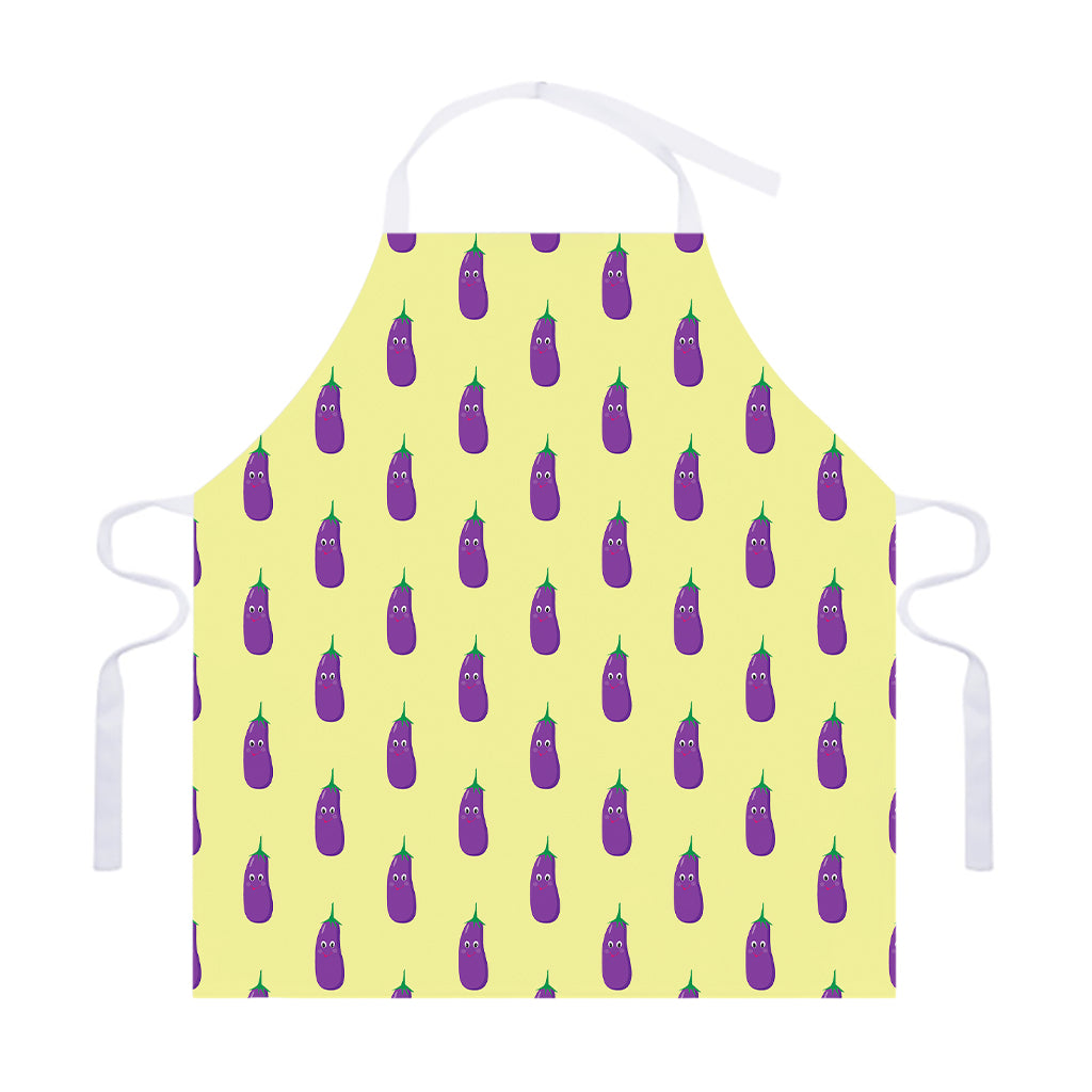 Cute Eggplant Pattern Print Adjustable Apron