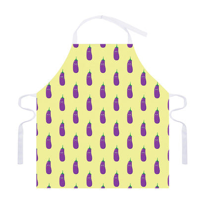 Cute Eggplant Pattern Print Adjustable Apron