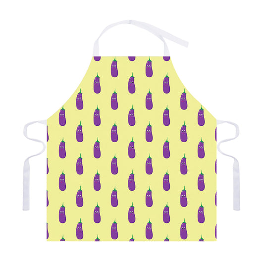 Cute Eggplant Pattern Print Adjustable Apron
