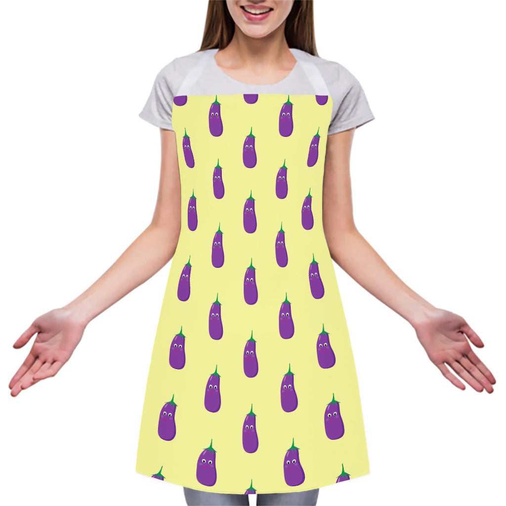 Cute Eggplant Pattern Print Adjustable Apron