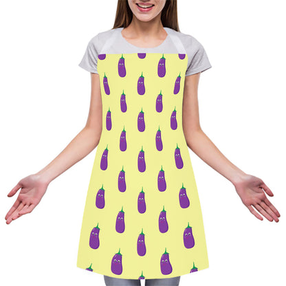 Cute Eggplant Pattern Print Adjustable Apron