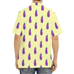 Cute Eggplant Pattern Print Aloha Shirt